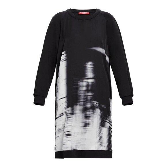 NWT MARINA RINALDI SPORT Jersey Dress Occitano Black White Size M - Picture 1 of 5